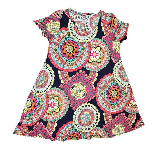 HoneyMe Dress Womens Small Colorful Boho Short Fun Flirty Everyday Tunic Top - Picture 1 of 10